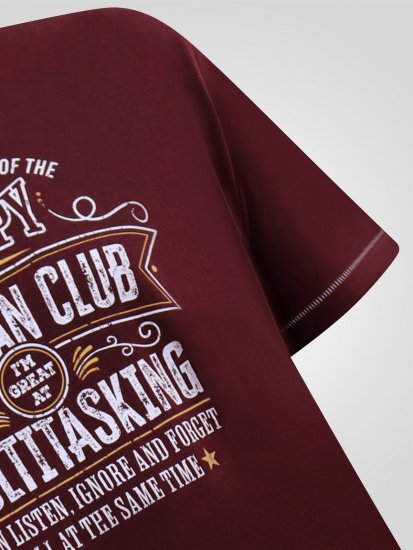 D555 Baldwin Grumpy Old Man Club Print Crew Neck T-shirt Burgundy/ Black Twist - T-krekli - T-krekli - 2XL-14XL