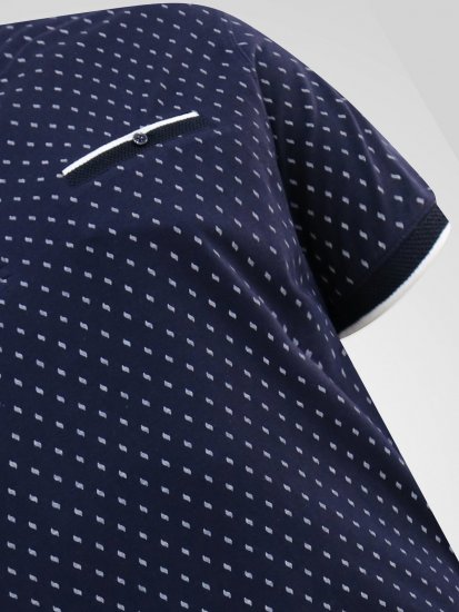 D555 Reid AOP Polo With Jacquard Collar, Pocket And Cuffs Tumši zila - Polo krekli - Polo krekli - 2XL-8XL