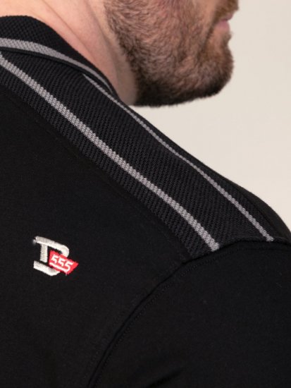 D555 Potts Jersey Polo With Jacquard Collar & Cuffs Melna - Polo krekli - Polo krekli - 2XL-8XL