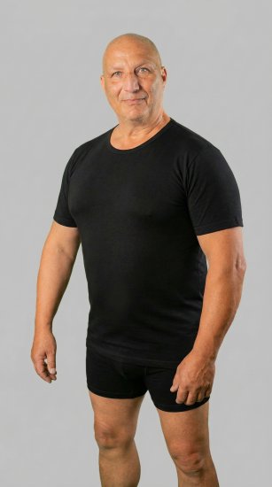 20 Nodi Short Sleeve Crew Neck in Combed Cotton Jersey Black - Apakškrekli - 