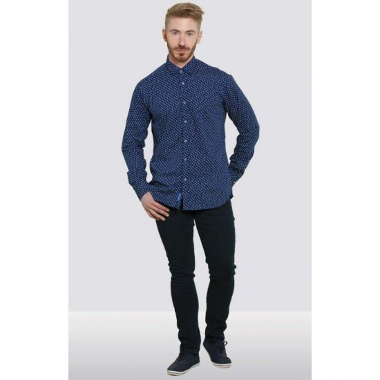 D555 Bainton Long Sleeve Shirt Navy - Krekli - Krekli - 2XL-8XL