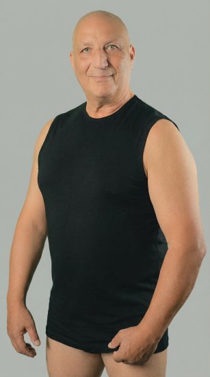 20 Nodi 1004 Sleeveless Crew Neck Shirt in Combed Cotton Jersey Black - Apakškrekli - 