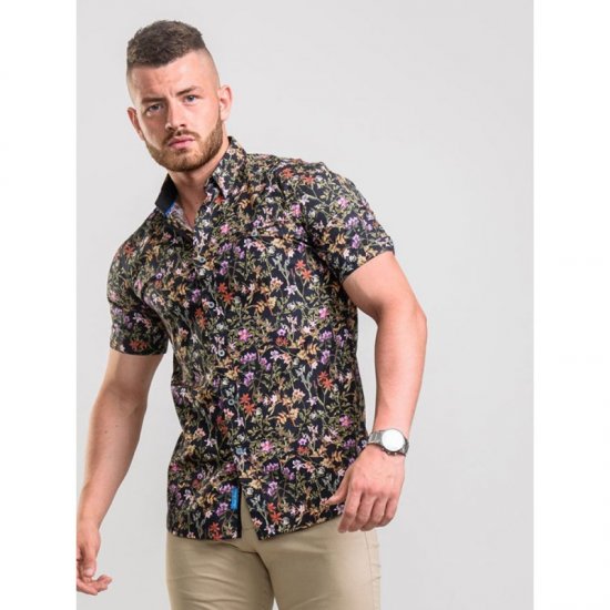 D555 Emmet Floral Shirt Black - Krekli - Krekli - 2XL-8XL