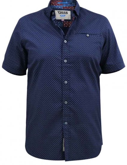D555 Telford S/S Micro Ao Print Shirt Navy - Krekli - Krekli - 2XL-8XL