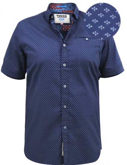 D555 Telford S/S Micro Ao Print Shirt Navy - Krekli - Krekli - 2XL-8XL