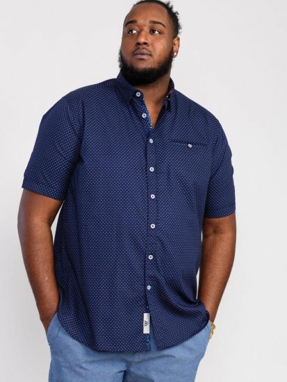 D555 Telford S/S Micro Ao Print Shirt Navy - Krekli - Krekli - 2XL-8XL