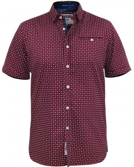 D555 Hillcrest S/S Micro Ao Print Shirt Burgundy - Krekli - Krekli - 2XL-8XL