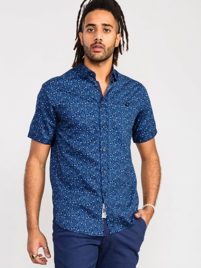 D555 Tristain S/S Floral Ao Print Shirt Navy - Krekli - Krekli - 2XL-8XL