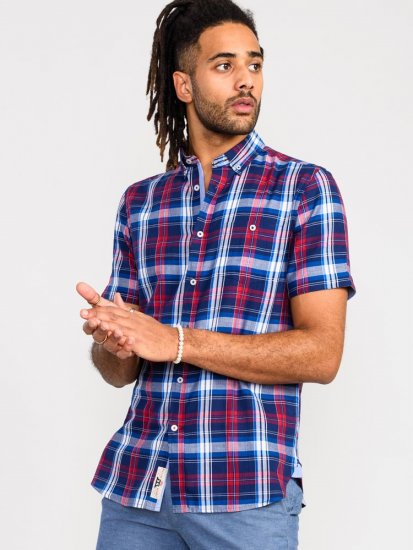 D555 Portland Check Button Down Collar S/S Shirt - Krekli - Krekli - 2XL-8XL