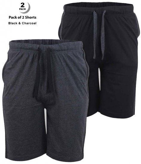 D555 Ryan Jersey Shorts 2-pack Black/Charcoal - Sporta bikses un šorti - Sporta bikses un Sporta šorti - 2XL-12XL