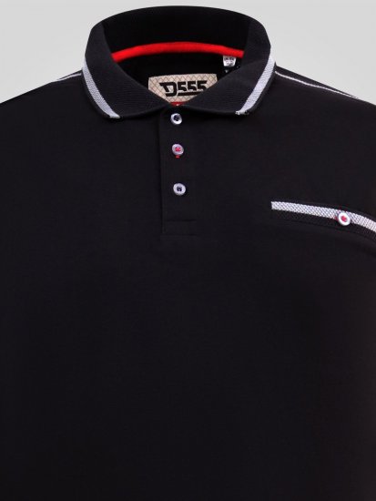 D555 Potts Jersey Polo With Jacquard Collar & Cuffs Melna - Polo krekli - Polo krekli - 2XL-8XL