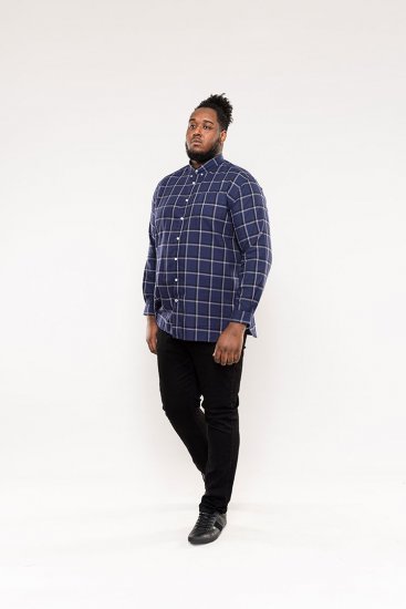 D555 Townsville Check Button Down Collar Shirt Navy - Krekli - Krekli - 2XL-8XL