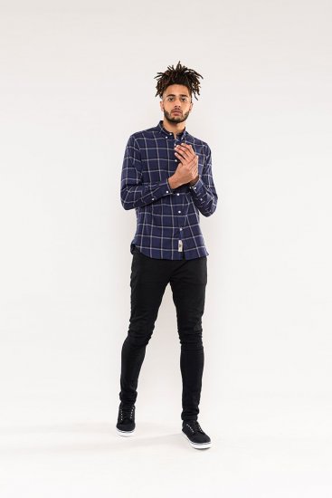 D555 Townsville Check Button Down Collar Shirt Navy - Krekli - Krekli - 2XL-8XL
