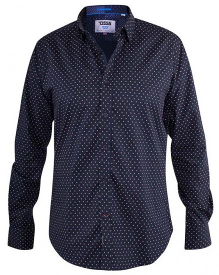 D555 Adelaide Long Sleeve Printed Shirt Navy - Krekli - Krekli - 2XL-8XL
