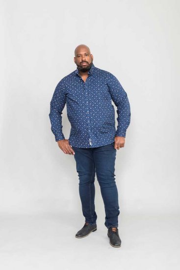 D555 Edmund AOP Shirt Navy - Krekli - Krekli - 2XL-8XL
