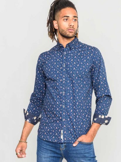 D555 Edmund AOP Shirt Navy - Krekli - Krekli - 2XL-8XL