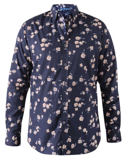 D555 Rooksey Floral Print Shirt Navy - Krekli - Krekli - 2XL-8XL