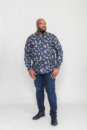 D555 Rooksey Floral Print Shirt Navy - Krekli - Krekli - 2XL-8XL