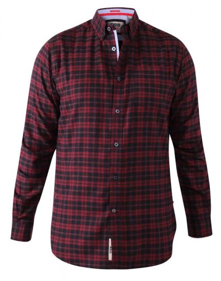 D555 Holton Dark Red Checked Flannel Shirt - Krekli - Krekli - 2XL-8XL