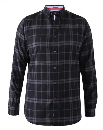 D555 Harwich Flannel Check Shirt Black - Krekli - Krekli - 2XL-8XL