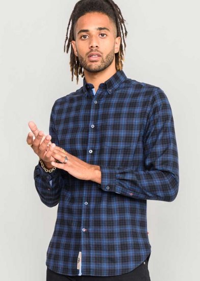 D555 Dovercourt Flannel Check Shirt Blue and Black - Krekli - Krekli - 2XL-8XL