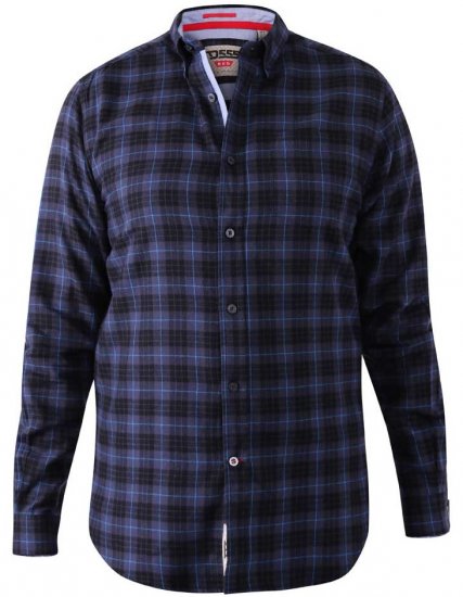 D555 Dovercourt Flannel Check Shirt Blue and Black - Krekli - Krekli - 2XL-8XL