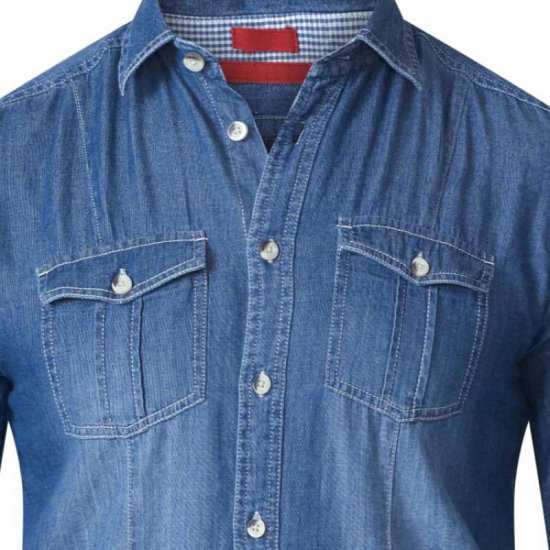 D555 Adcock Long Sleeve Vintage Denim Shirt - Krekli - Krekli - 2XL-8XL