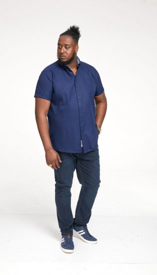 D555 James Short Sleeve Oxford Shirt Navy - Krekli - Krekli - 2XL-8XL