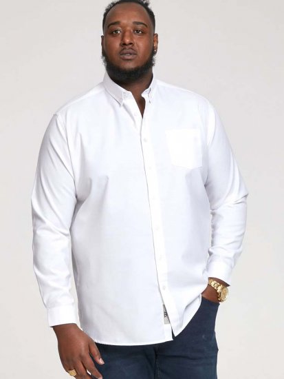 D555 Richard Long Sleeve Oxford Shirt White - Krekli - Krekli - 2XL-8XL