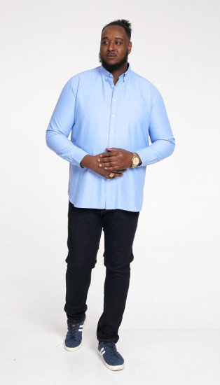 D555 Richard Long Sleeve Oxford Shirt Sky Blue - Krekli - Krekli - 2XL-8XL