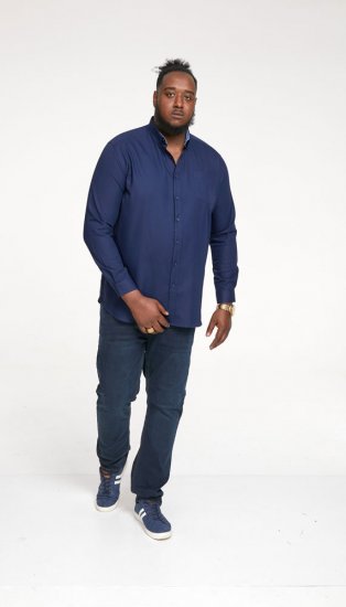 D555 Richard Long Sleeve Oxford Shirt Navy - Krekli - Krekli - 2XL-8XL