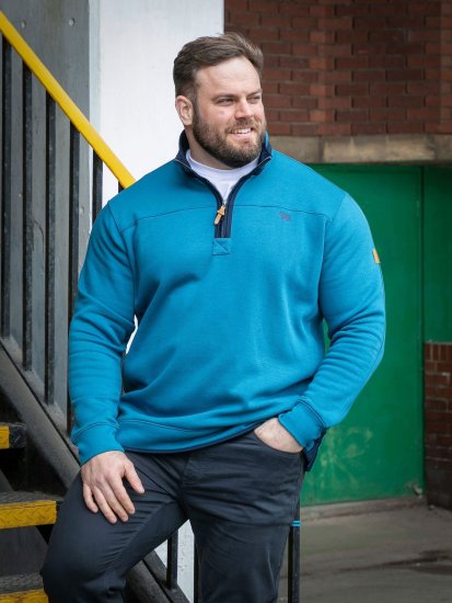 D555 Conway 1 1/4 Zip Neck Fleece Sweatshirt With Bear Logo Teal - Džemperi un džemperi ar kapuci - Džemperi - 2XL-14XL