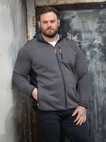 D555 Conrad Detachable Hood Bonded Fleece Zip Through Hoody Tumši zila - Džemperi un džemperi ar kapuci - Džemperi - 2XL-14XL