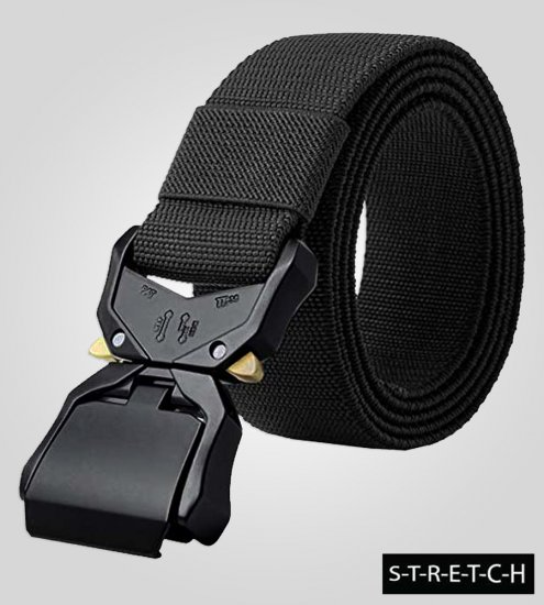 D555 Dale Tactical Stretch Webbing Belt with Heavy Duty Quick Release Buckle Black - Jostas - Liela izmēra Jostas - W40-W70/2XL-8XL