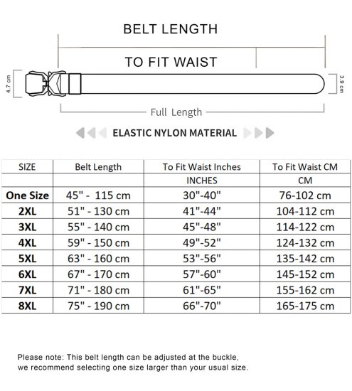 D555 Dale Tactical Stretch Webbing Belt with Heavy Duty Quick Release Buckle Black - Jostas - Liela izmēra Jostas - W40-W70/2XL-8XL