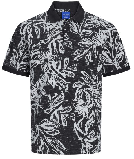 Jack & Jones JORLAFAYETTE AOP Polo Black - Polo krekli - Polo krekli - 2XL-8XL
