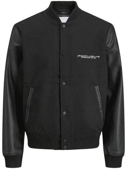 Jack & Jones Ross College Baseball Bomber Jacket Black - Jakas & Lietus apģērbs - Jakas - 2XL-12XL
