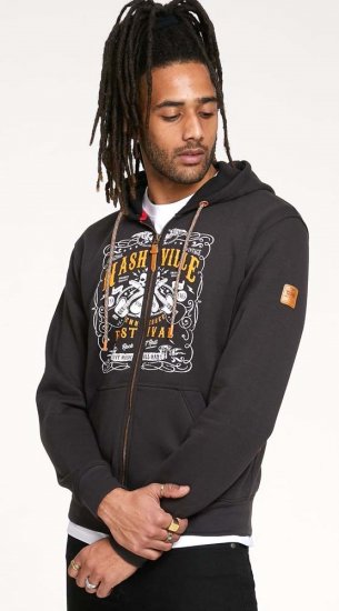D555 KNEBWORTH Full Zip Hoody With Chest Print Black - Džemperi un džemperi ar kapuci - Džemperi - 2XL-14XL