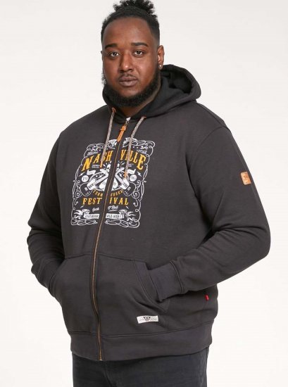 D555 KNEBWORTH Full Zip Hoody With Chest Print Black - Džemperi un džemperi ar kapuci - Džemperi - 2XL-14XL