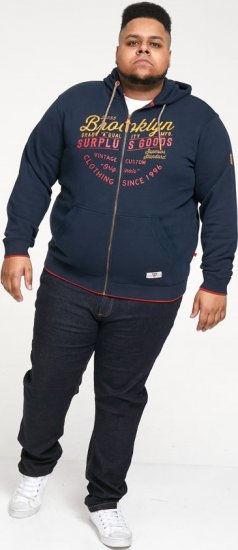 D555 WORCESTER Full Zip Hoody With Brooklyn Chest Print - Džemperi un džemperi ar kapuci - Džemperi - 2XL-14XL
