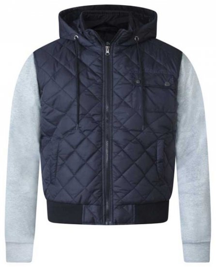 D555 Willie Hooded Quilted Jacket with Fleece sleeves - Jakas & Lietus apģērbs - Jakas - 2XL-12XL