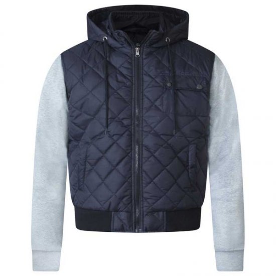 D555 Willie Hooded Quilted Jacket with Fleece sleeves - Jakas & Lietus apģērbs - Jakas - 2XL-12XL