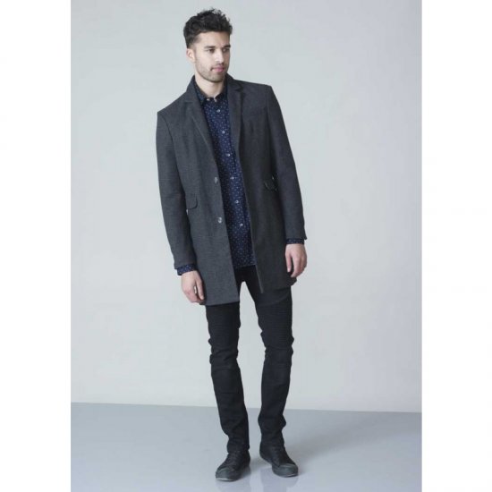D555 Terry Checked Overcoat Charcoal - Jakas & Lietus apģērbs - Jakas - 2XL-12XL