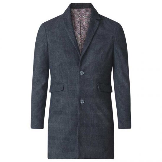 D555 Terry Checked Overcoat Charcoal - Jakas & Lietus apģērbs - Jakas - 2XL-12XL