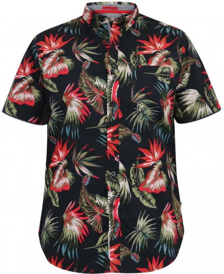 D555 LENNOX Hawaiian AO Print Shirt Black - Krekli - Krekli - 2XL-8XL