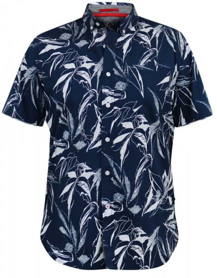D555 FINLEY Hawaiian AO Print Shirt Navy - Krekli - Krekli - 2XL-8XL