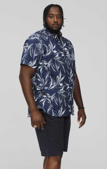 D555 FINLEY Hawaiian AO Print Shirt Navy - Krekli - Krekli - 2XL-8XL