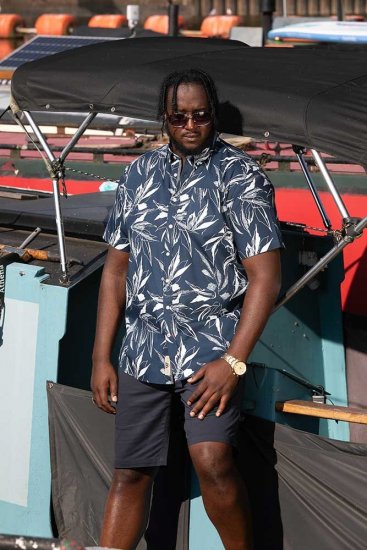D555 FINLEY Hawaiian AO Print Shirt Navy - Krekli - Krekli - 2XL-8XL