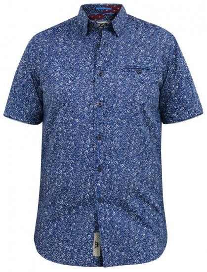 D555 KYLE S/S Micro AO Print Shirt Blue - Krekli - Krekli - 2XL-8XL