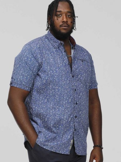 D555 KYLE S/S Micro AO Print Shirt Blue - Krekli - Krekli - 2XL-8XL